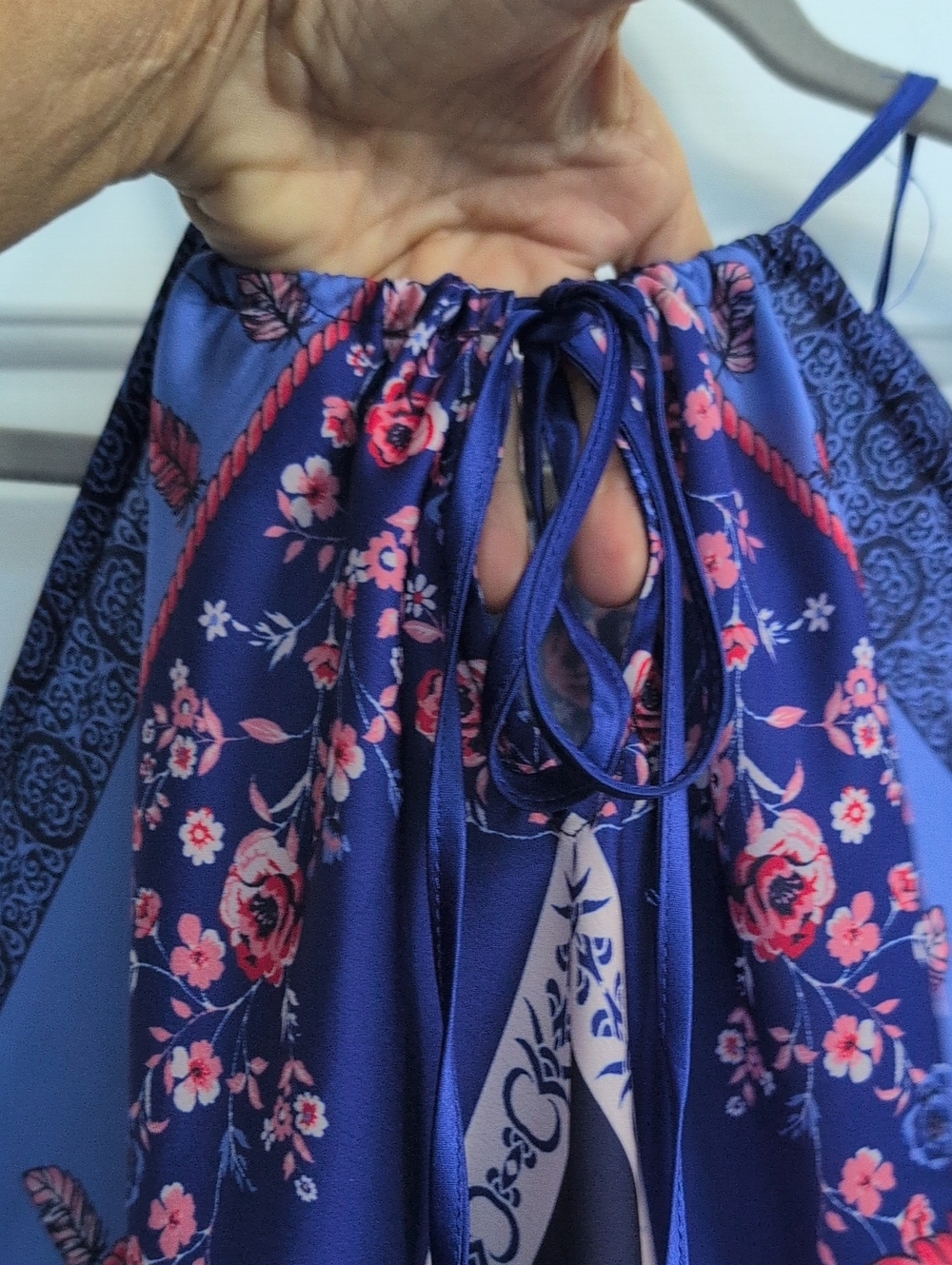 Blue Halter Scarf Top M/L Glam Bohemian By Skies Are Blue Handkerchief Festival - Picture 7 of 16